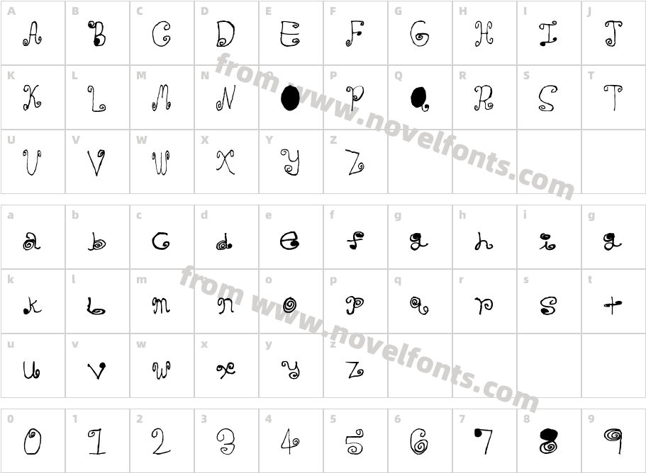 Crazy CurlzCharacter Map