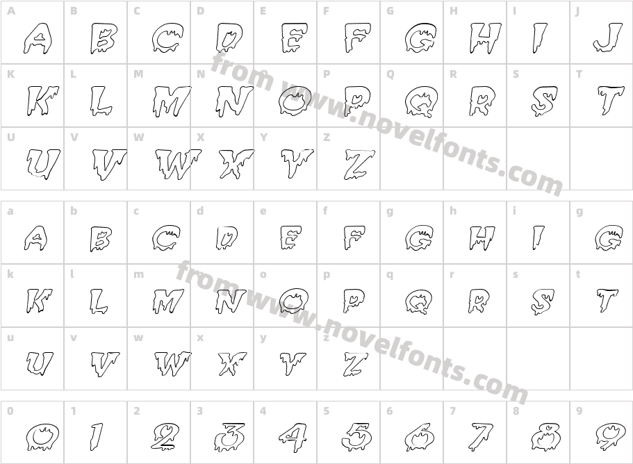 Creepy Hollow-Extended ItalicCharacter Map