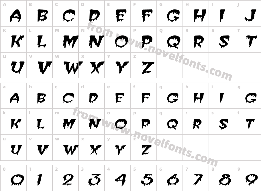 Creepy-Extended ItalicCharacter Map