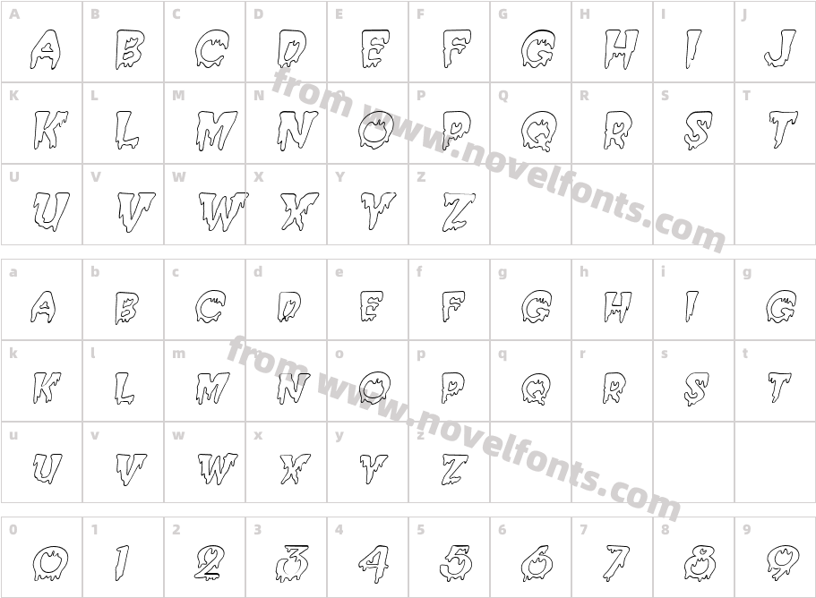 Creepy-Hollow ItalicCharacter Map