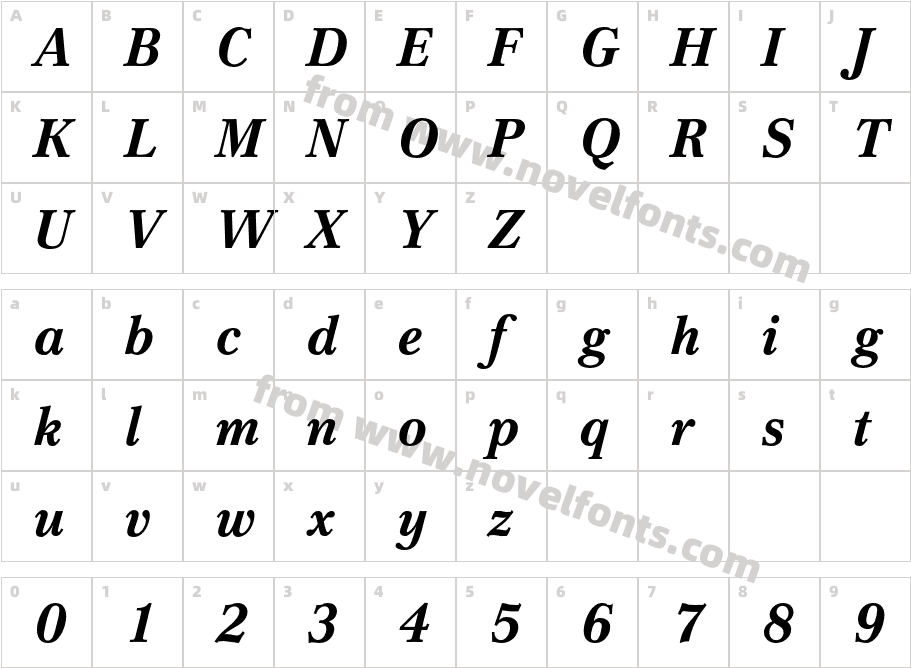 Cremona-BoldItalicCharacter Map
