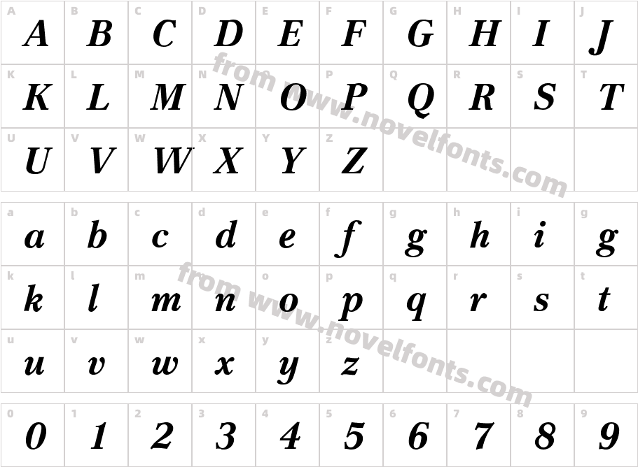 CremonaBQ-BoldItalicCharacter Map