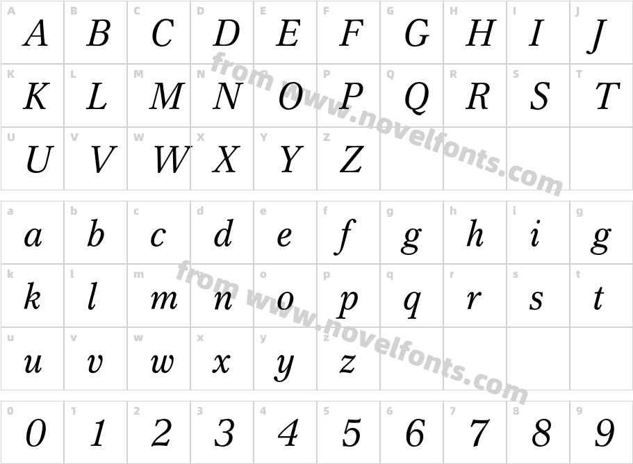 CremonaBQ-ItalicCharacter Map