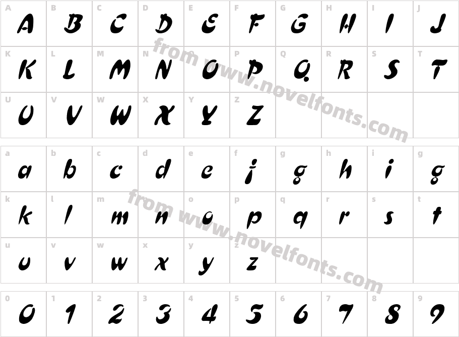 Crest Thin Heavy  ItalicCharacter Map