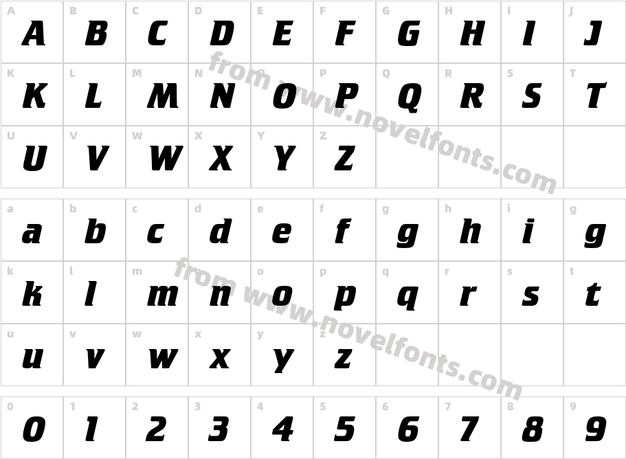 CrilleeBoldItalicStdCharacter Map