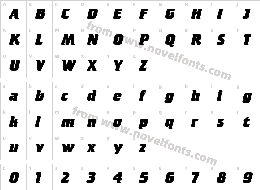 CrilleeExtraBoldItalicStdCharacter Map