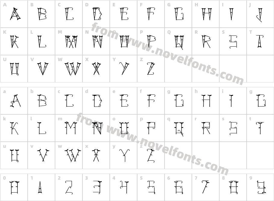 CrippledFontCharacter Map