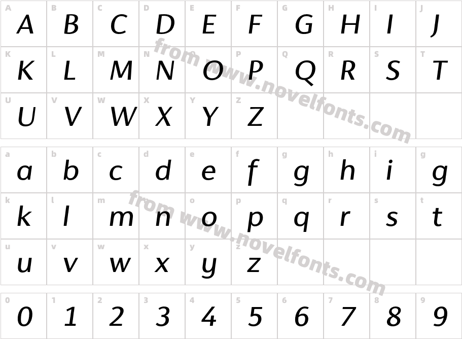 Cromlin DEMO Medium ItalicCharacter Map