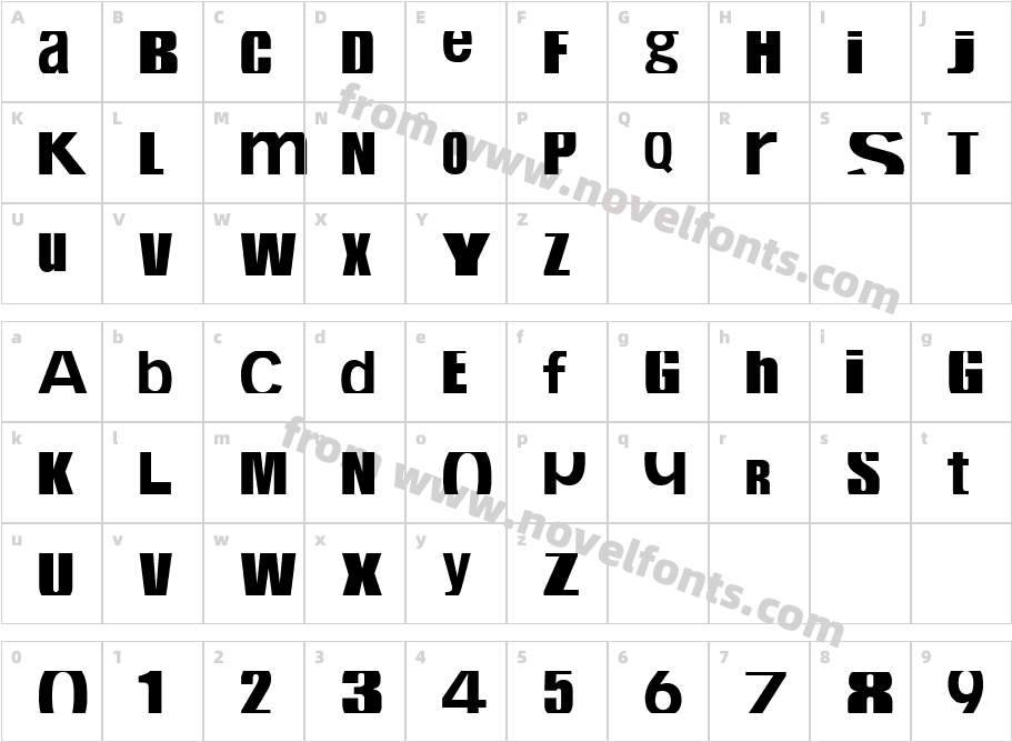 CropFontCharacter Map