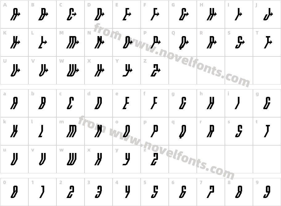 Crossbow Head ItalicCharacter Map