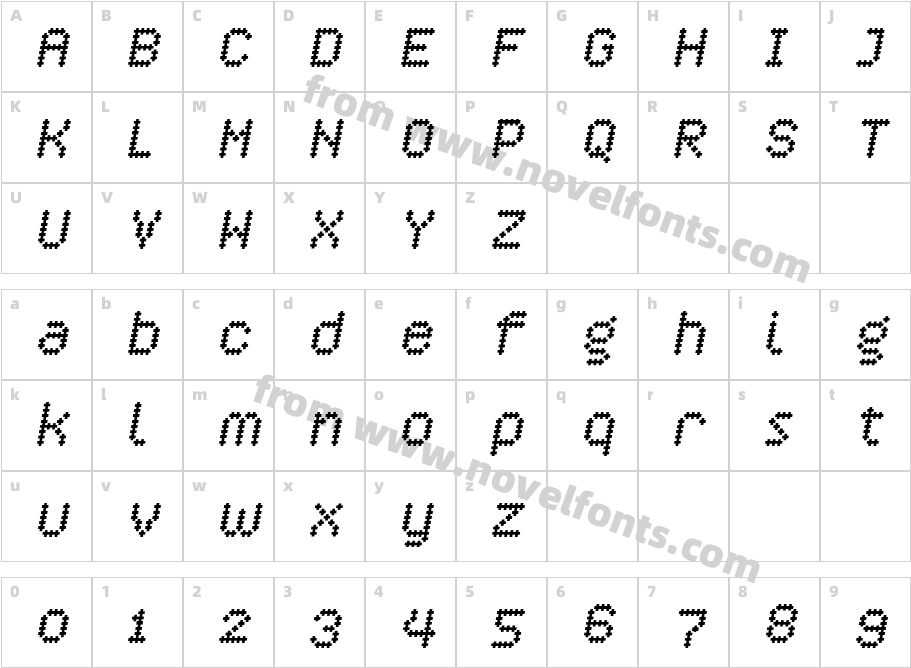 Crossover BoldObliqueCharacter Map