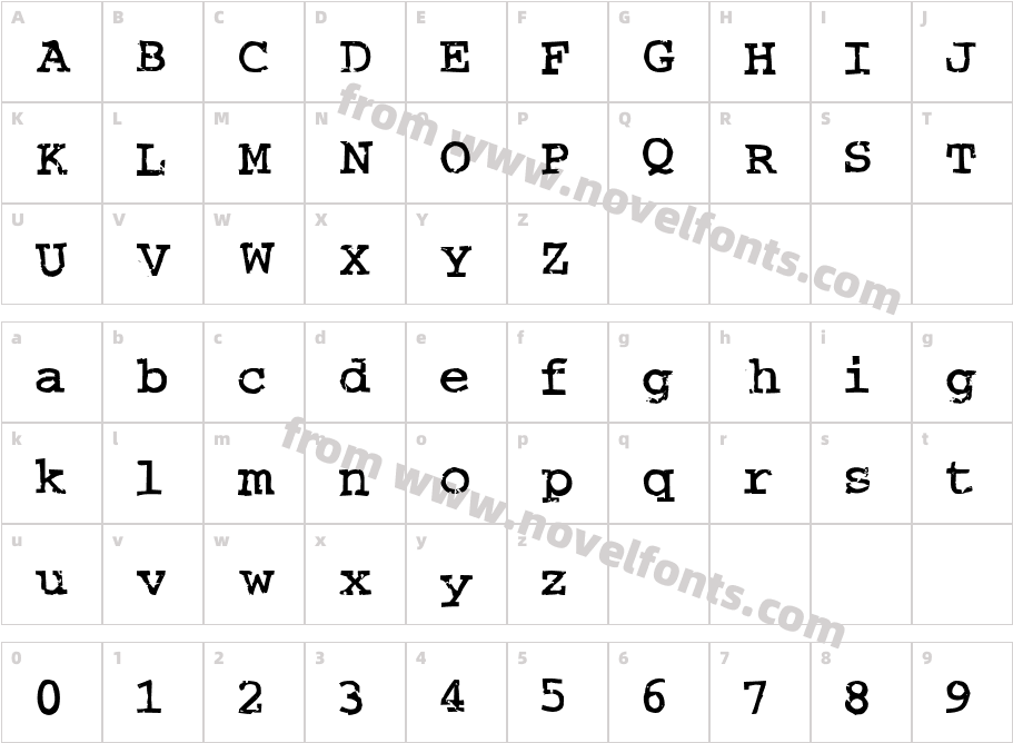 Crud FontCharacter Map