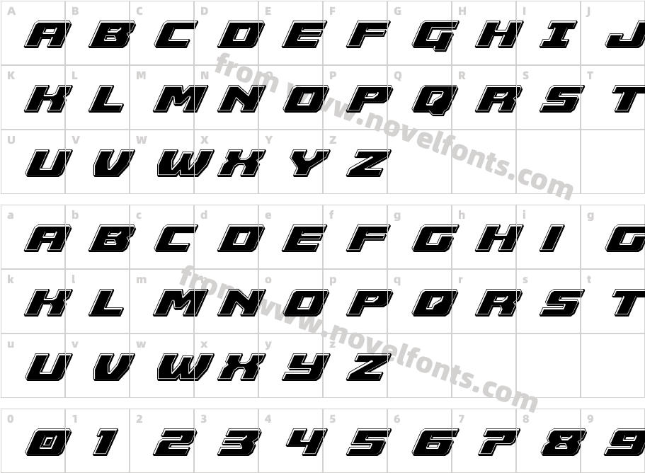 Cruiser Fortress Bevel ItalicCharacter Map