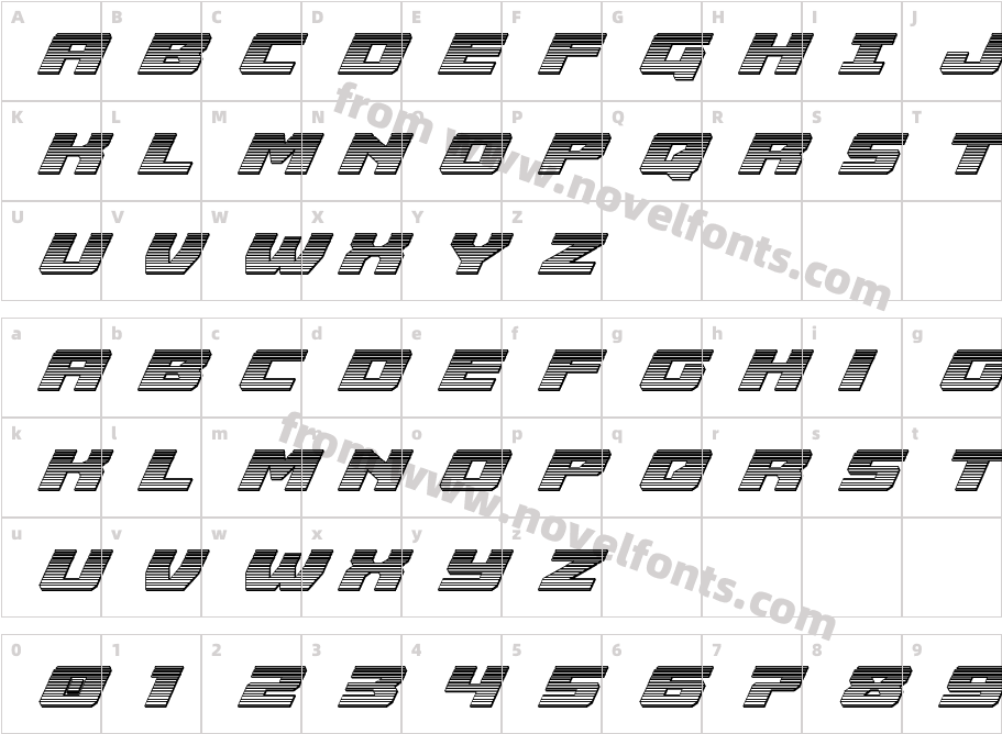 Cruiser Fortress Chrome ItalicCharacter Map