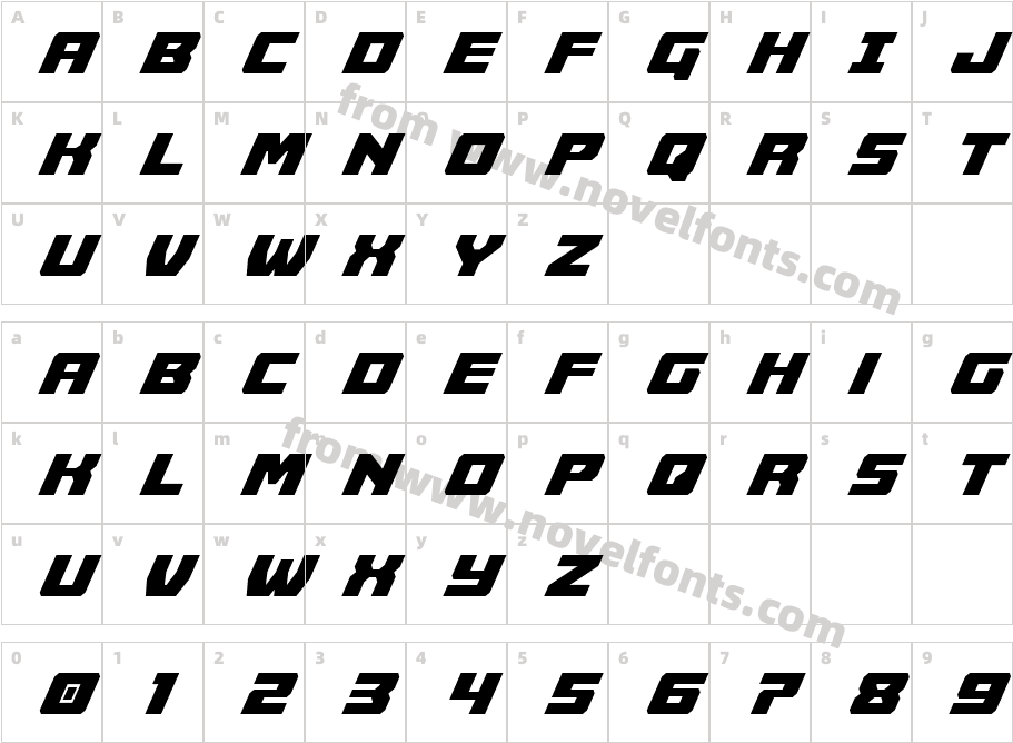 Cruiser Fortress Condensed ItalicCharacter Map