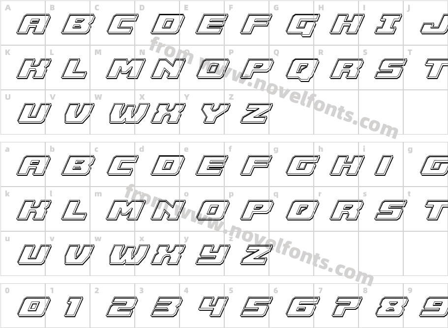 Cruiser Fortress Engraved ItalicCharacter Map