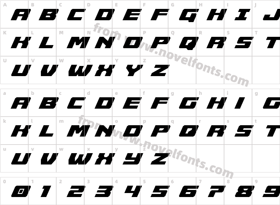 Cruiser Fortress ItalicCharacter Map