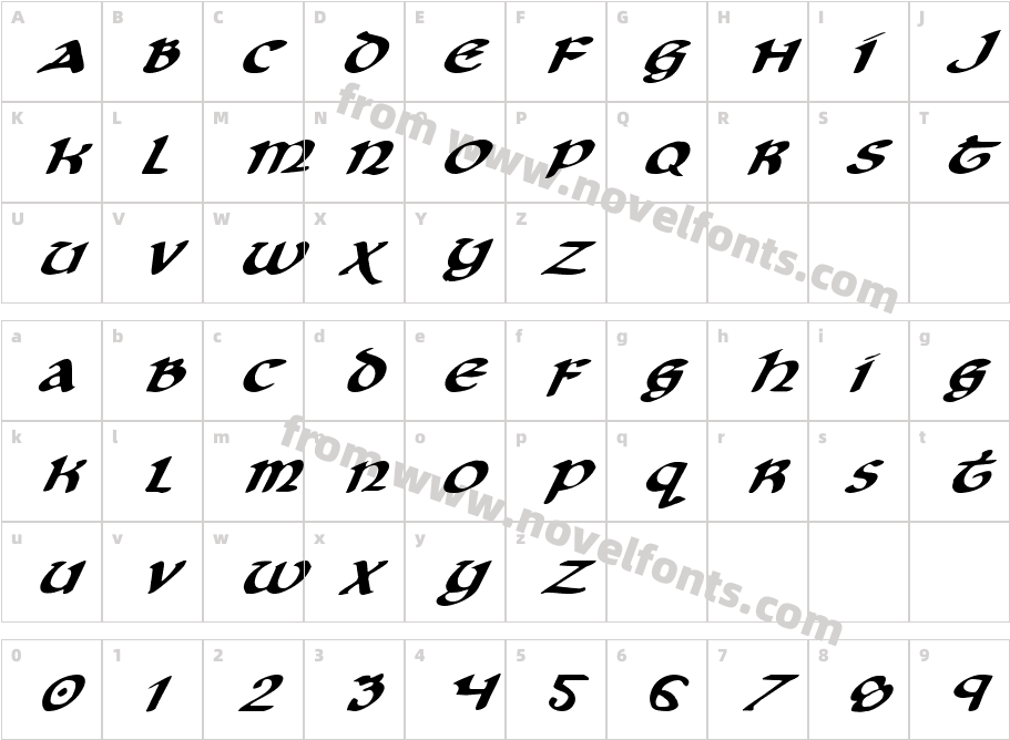 Cry Uncial ItalicCharacter Map