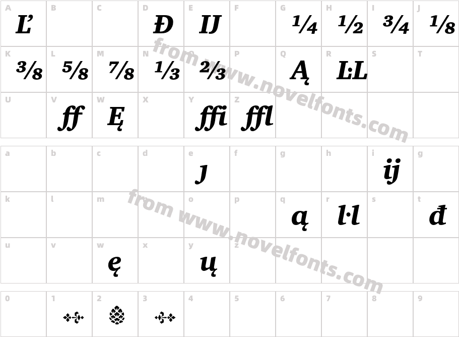 Charter Black ExtensionCharacter Map