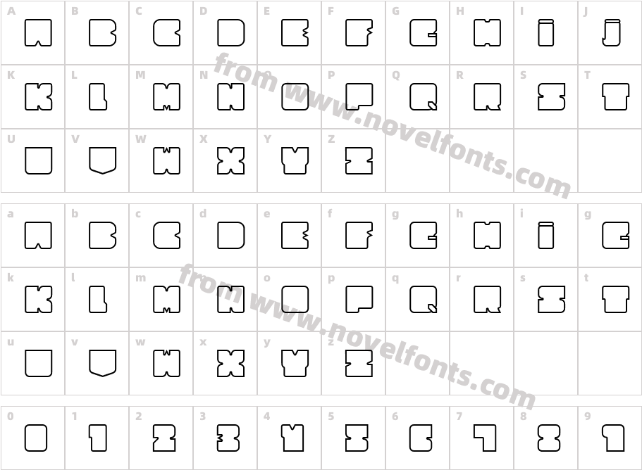 Cubesity Rounded OutlineCharacter Map