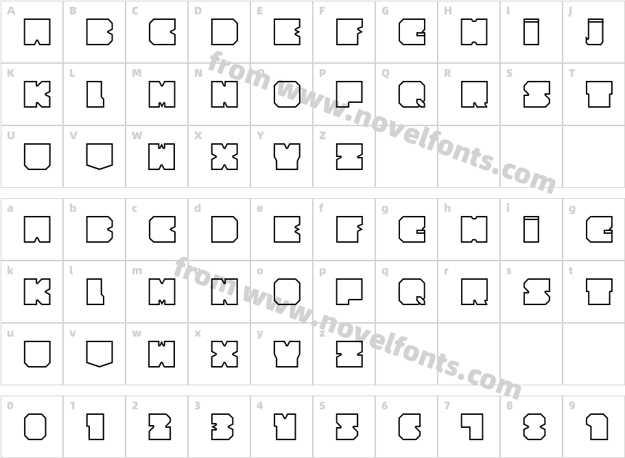 Cubesity outlineCharacter Map