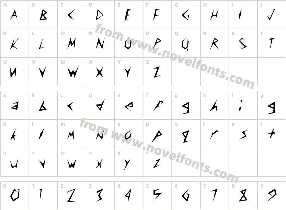 CuneiFont RegularCharacter Map