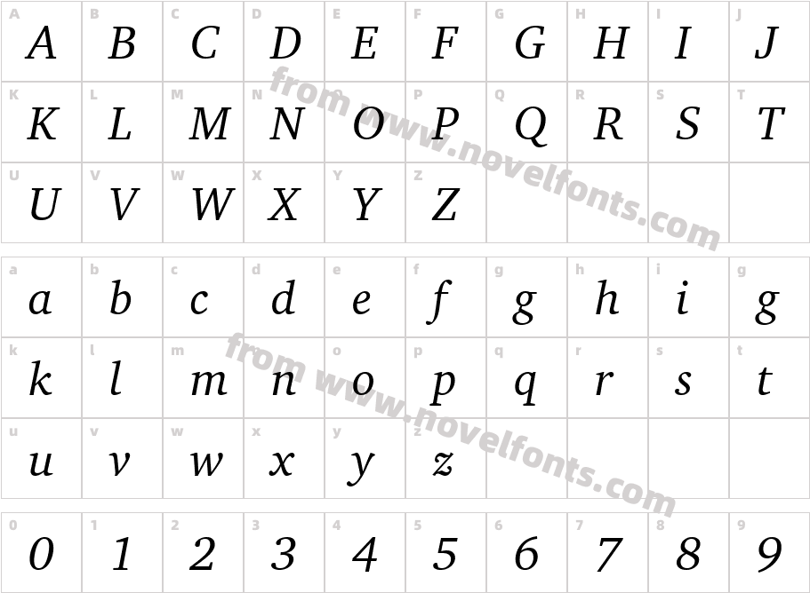 Charter Italic BTCharacter Map