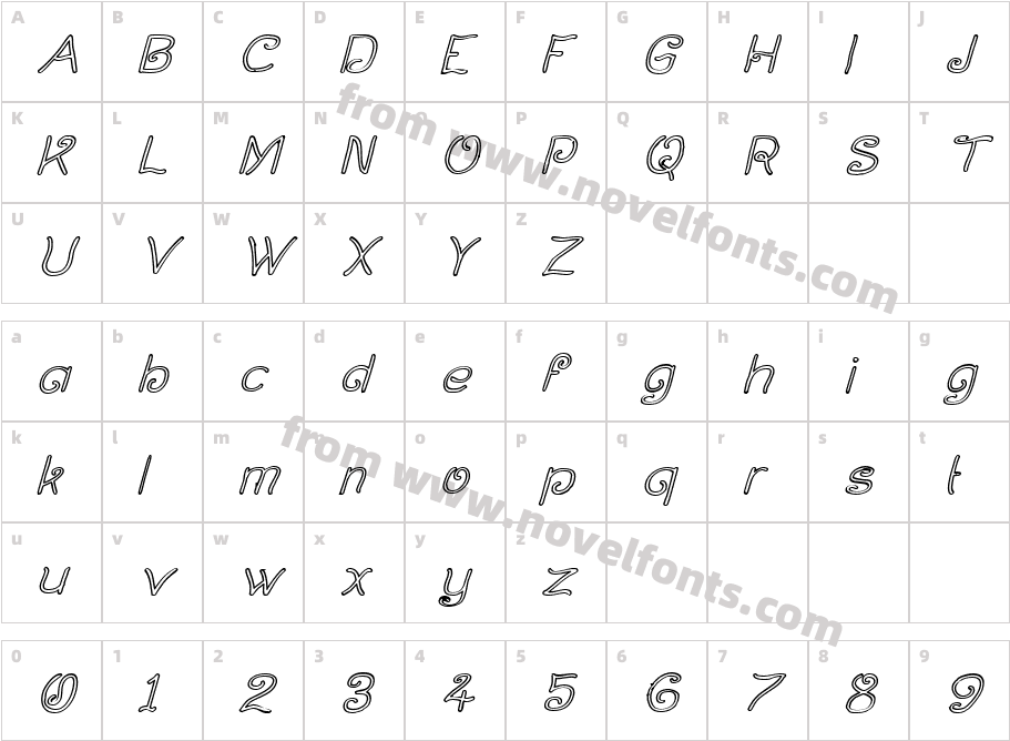 Curlmudgeon Hollow ItalicCharacter Map