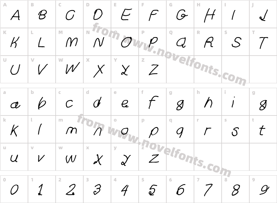 Curly Kue Semibold ItalicCharacter Map