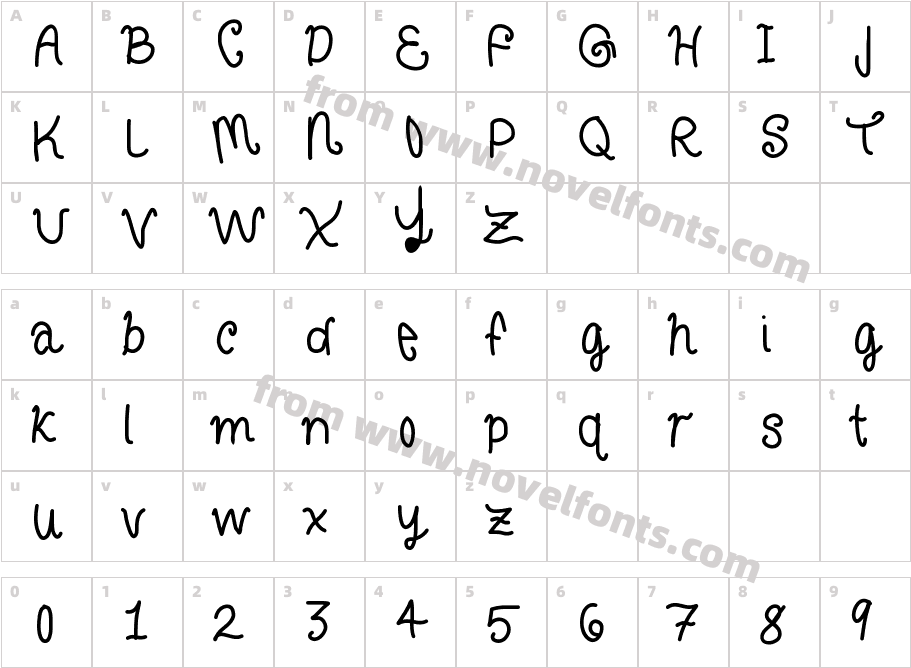 CurlyLettersCharacter Map