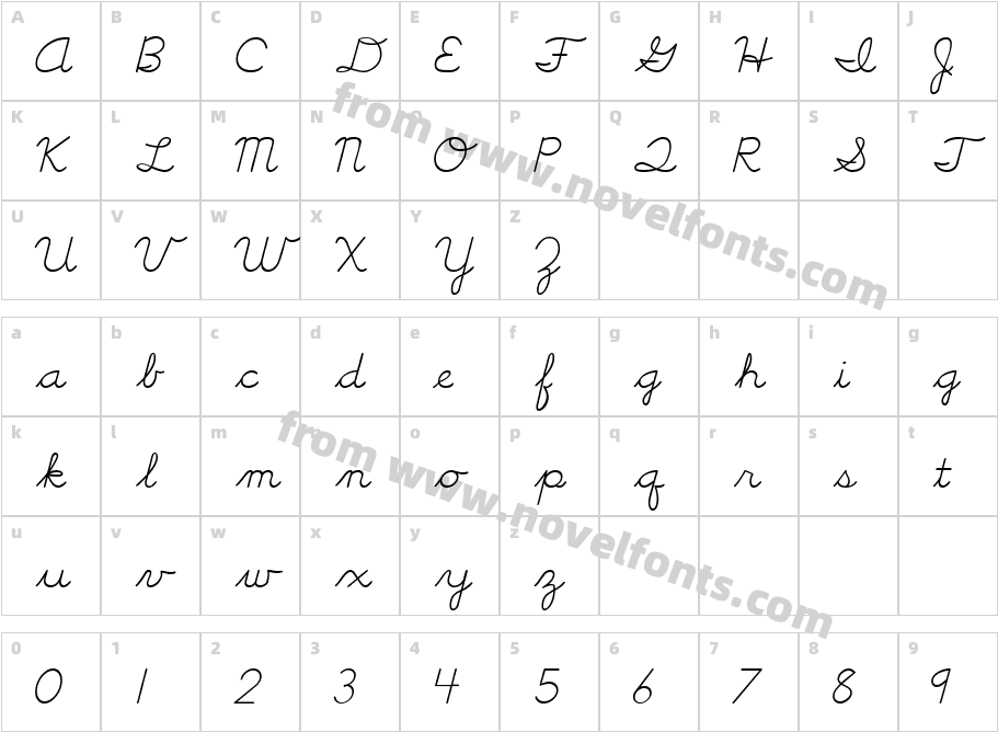 Cursive Handwriting TryoutCharacter Map