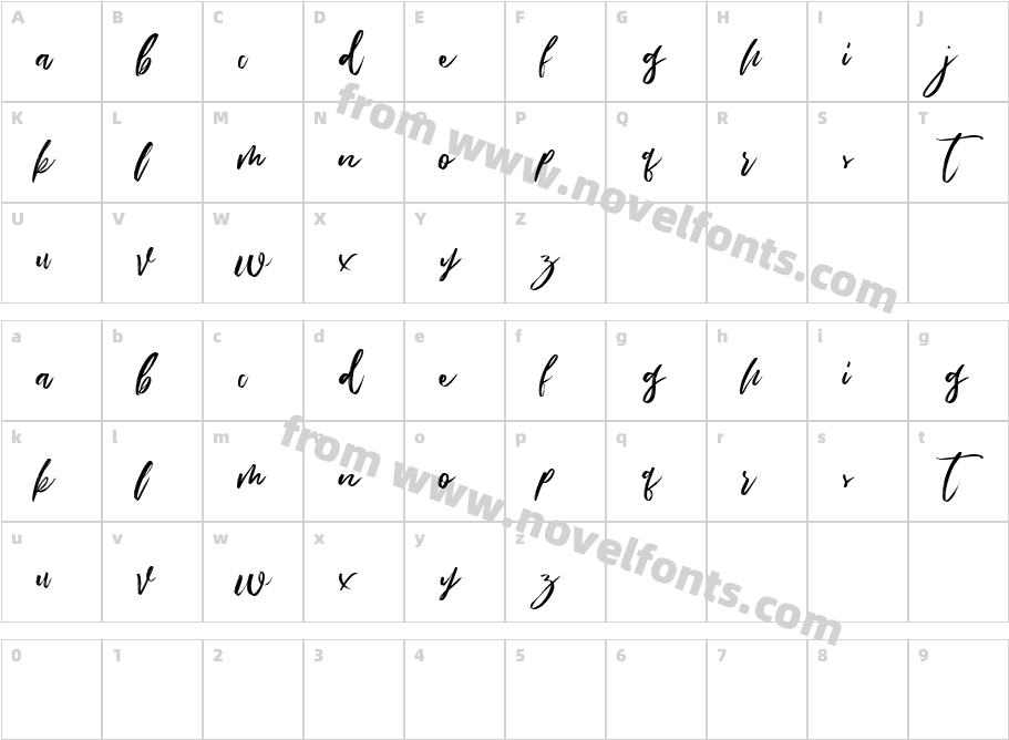 Cursive Script Free DemoCharacter Map