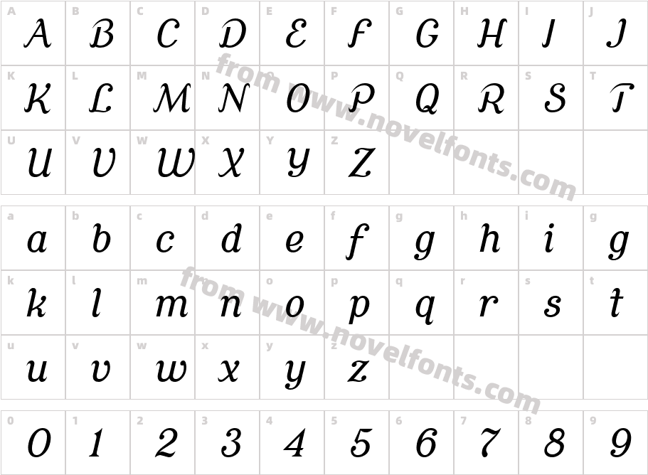 Cursive SerifCharacter Map