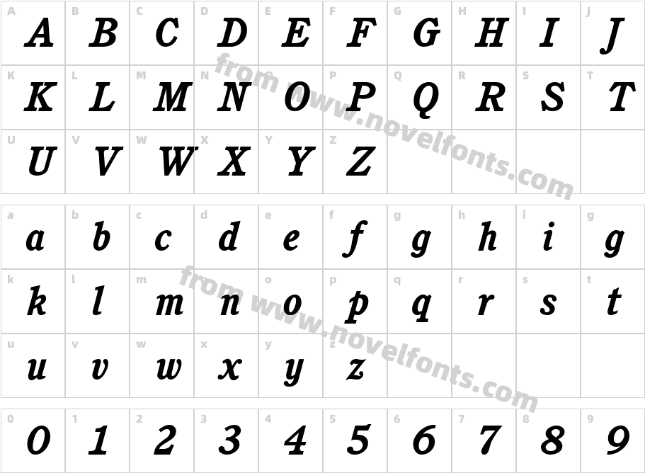 Cushing Bold ItalicCharacter Map