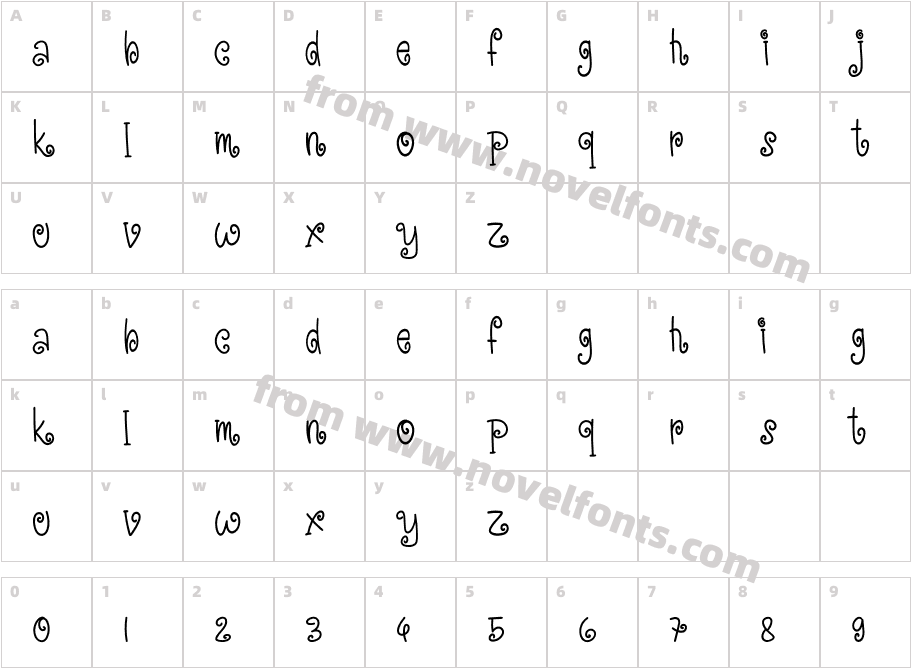 CuteMalikaRegularCharacter Map