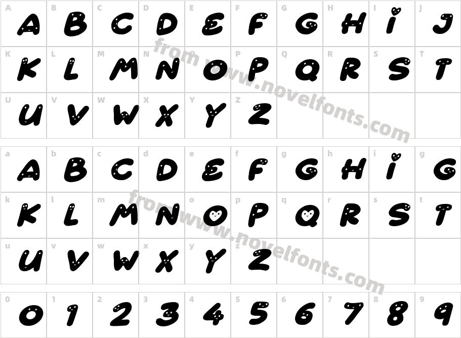 Cutest Things ItalicCharacter Map