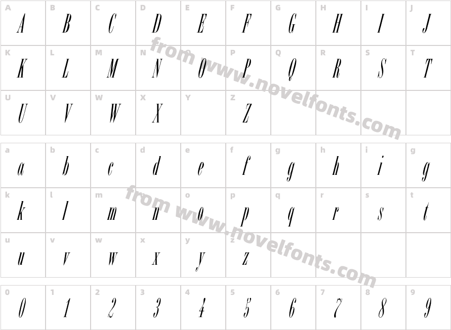 CutterItalicCharacter Map