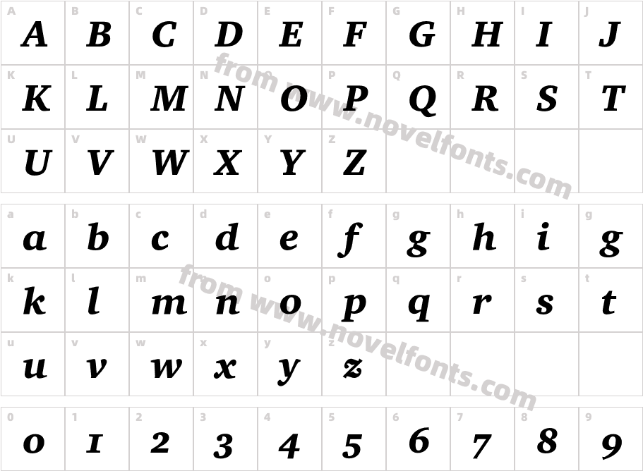 CharterEF-BlackItalicOsFCharacter Map