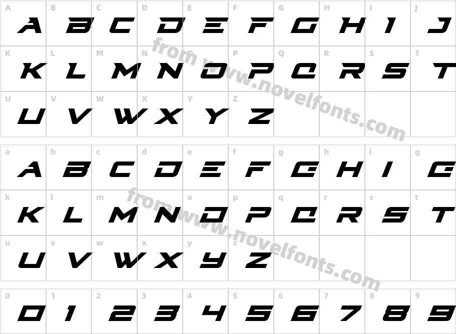 Cyberdyne Super-ItalicCharacter Map