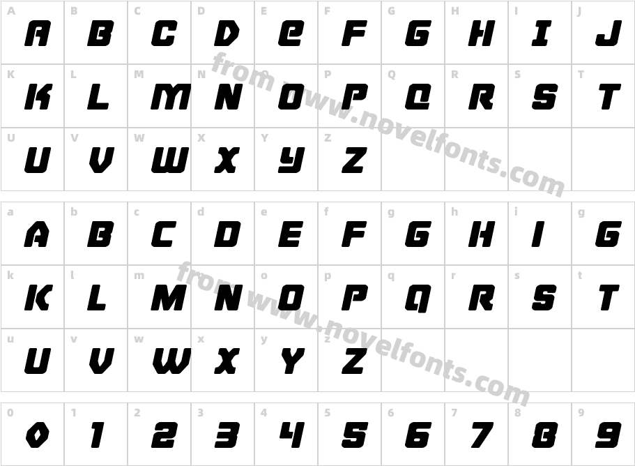 Cyborg Rooster Expanded ItalicCharacter Map