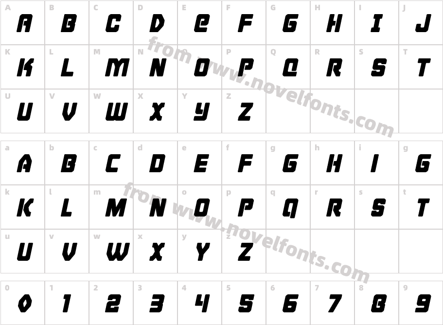 Cyborg Rooster ItalicCharacter Map