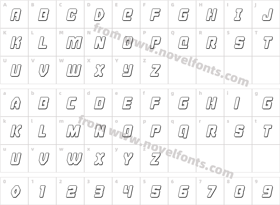 Cyborg Rooster Outline ItalicCharacter Map