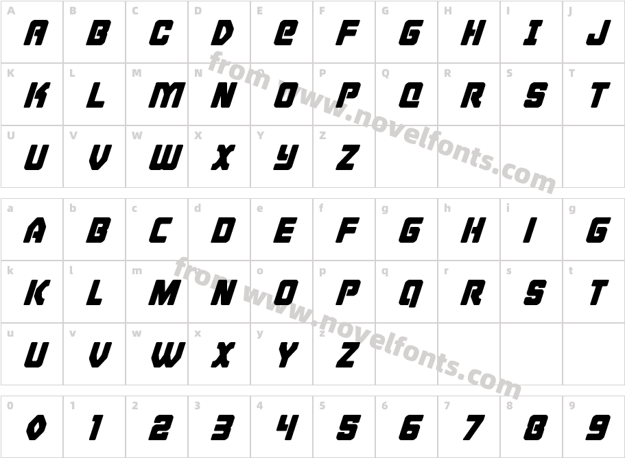 Cyborg Rooster Super-ItalicCharacter Map