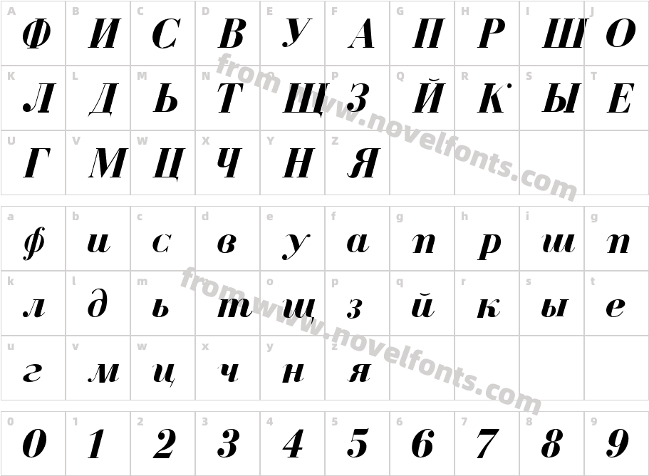 Cyrillic Bold-ItalicCharacter Map