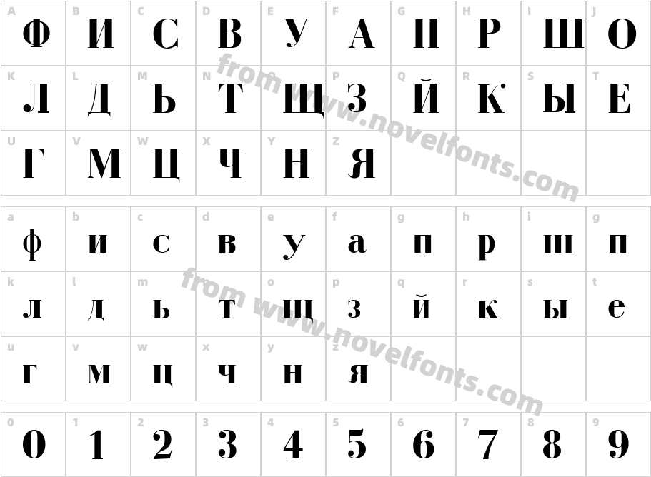 Cyrillic BoldCharacter Map