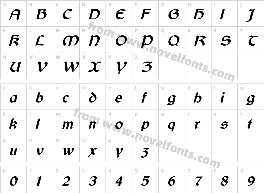 Cyrodiil Bold ItalicCharacter Map