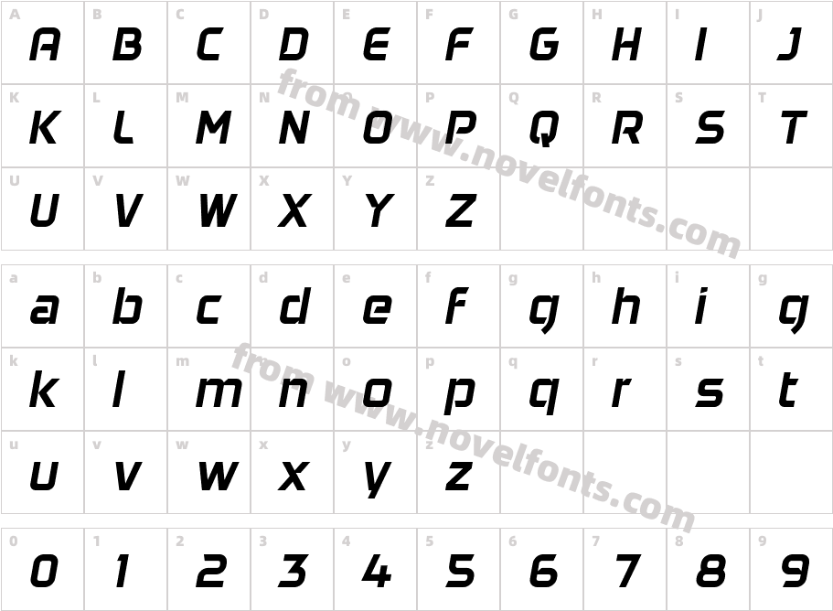 DAGGERSQUARE-OBLIQUECharacter Map