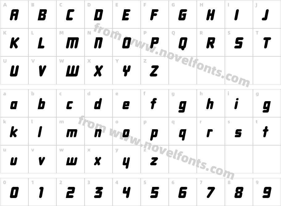 DBXLNightfever ItalicCharacter Map