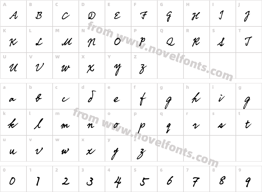 DDIHandwritingCharacter Map