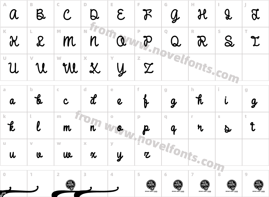 DHF Broffont Script DemoCharacter Map